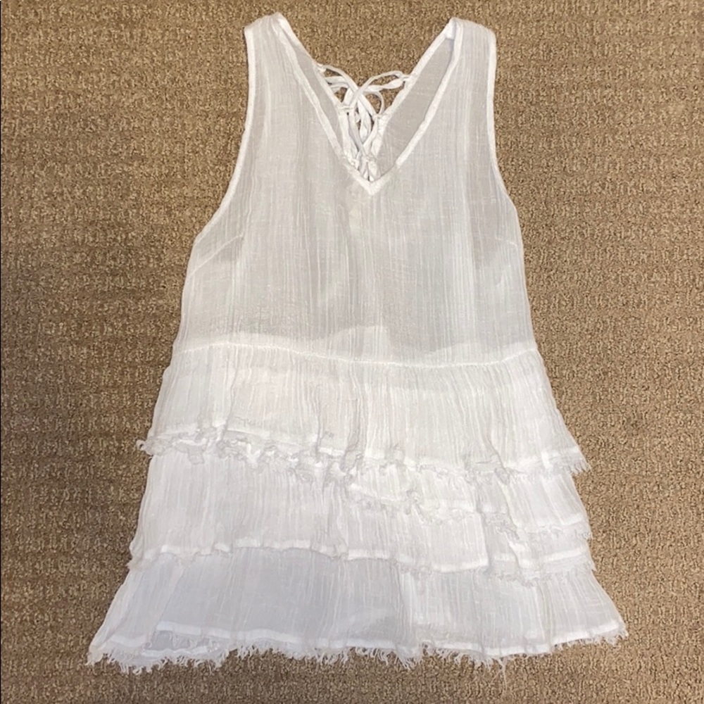 White Ruffle Tank - Picture 2 of 5